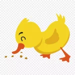 卡通可爱吃东西的鸭子 透明背景PNG