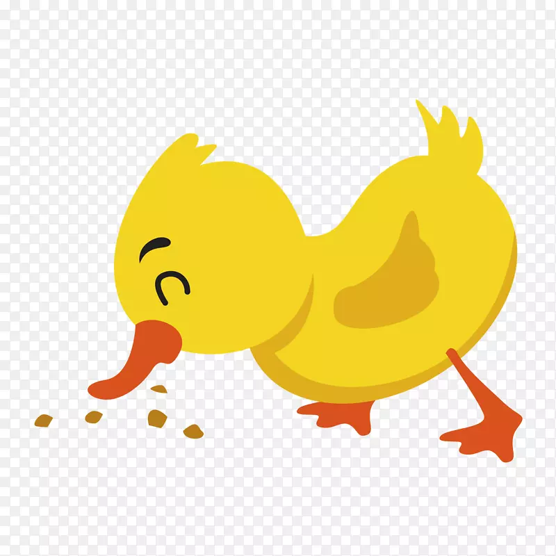 卡通可爱吃东西的鸭子
