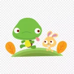 卡通可爱龟兔赛跑插画 透明背景PNG