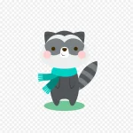 卡通动物浣熊围巾手绘可爱 PNG素材下载