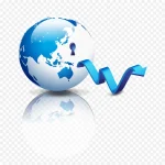 蓝色地球装饰 透明背景PNG