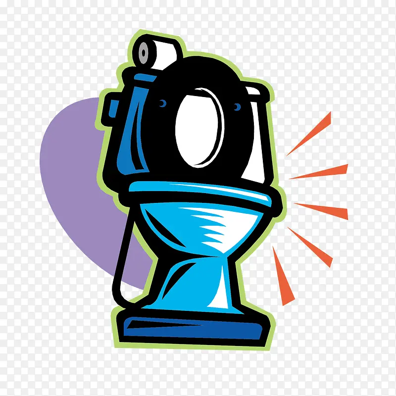 卡通蓝色马桶矢量