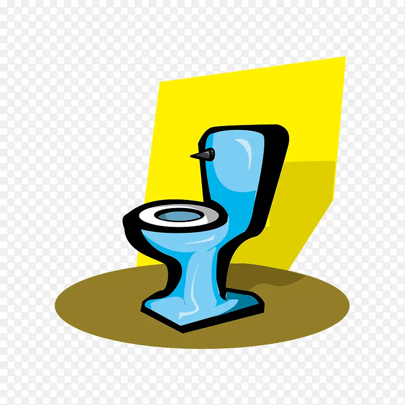 卡通蓝色马桶矢量
