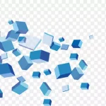 蓝色方块飘落 透明背景PNG