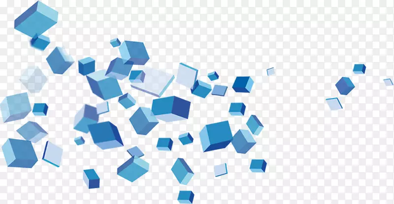 蓝色方块飘落