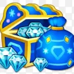 蓝色钻石蓝色宝箱 透明背景PNG