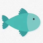 矢量扁平蓝色鱼素材 高清PNG