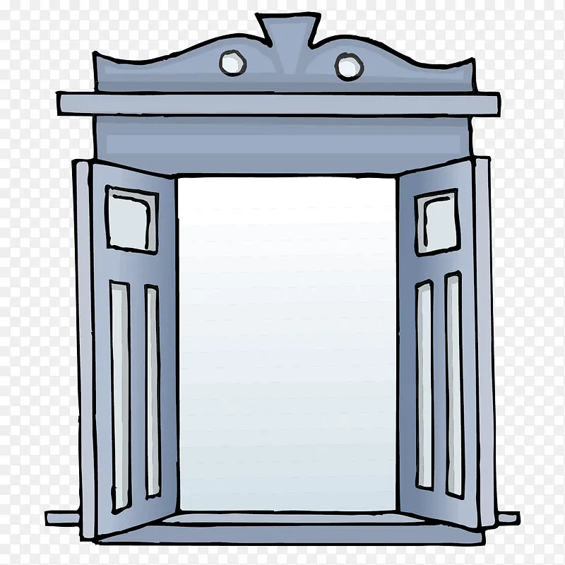 卡通蓝色窗户矢量