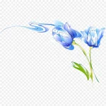 手绘蓝色玫瑰花 透明背景PNG