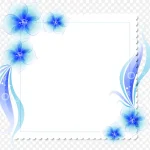 蓝色花朵边框 PNG素材下载