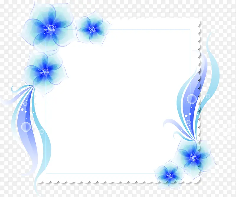 蓝色花朵边框