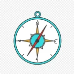 蓝色卡通指南针 高清PNG