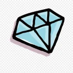 矢量卡通简洁扁平化蓝色钻石 透明背景PNG