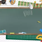 黑板文具创意背景图 透明背景PNG