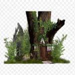 绿色书屋创意设计 透明背景PNG