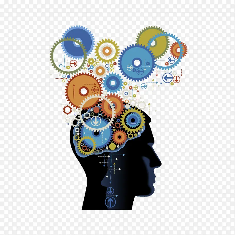 矢量创意大脑齿轮