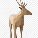 木制雕刻梅花鹿 透明背景PNG