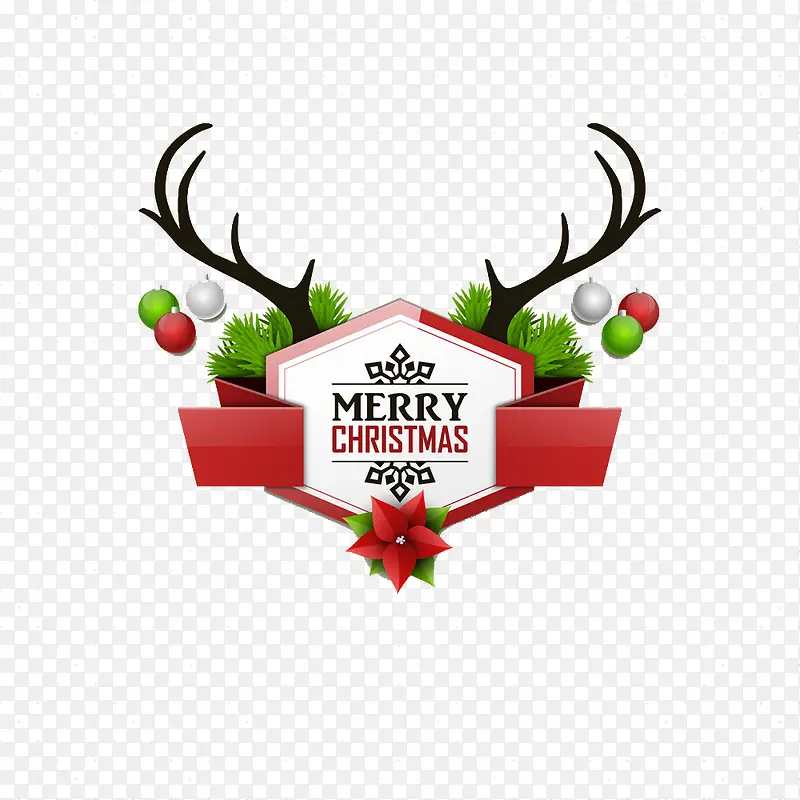 鹿角圣诞艺术字免费图片