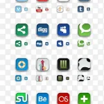 社交媒体标志 透明背景PNG