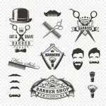 黑白男士理发标志 免费PNG素材