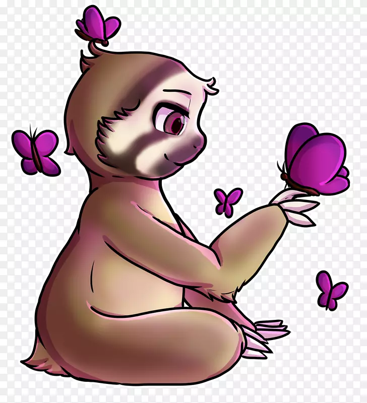 卡通动物与蝴蝶互动