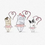 卡通手绘跳舞的动物 透明背景PNG