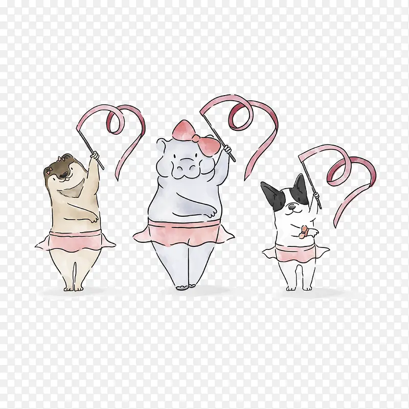 卡通手绘跳舞的动物
