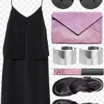 性感黑色吊带长裙 透明背景PNG