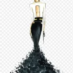 黑色长裙 透明背景PNG