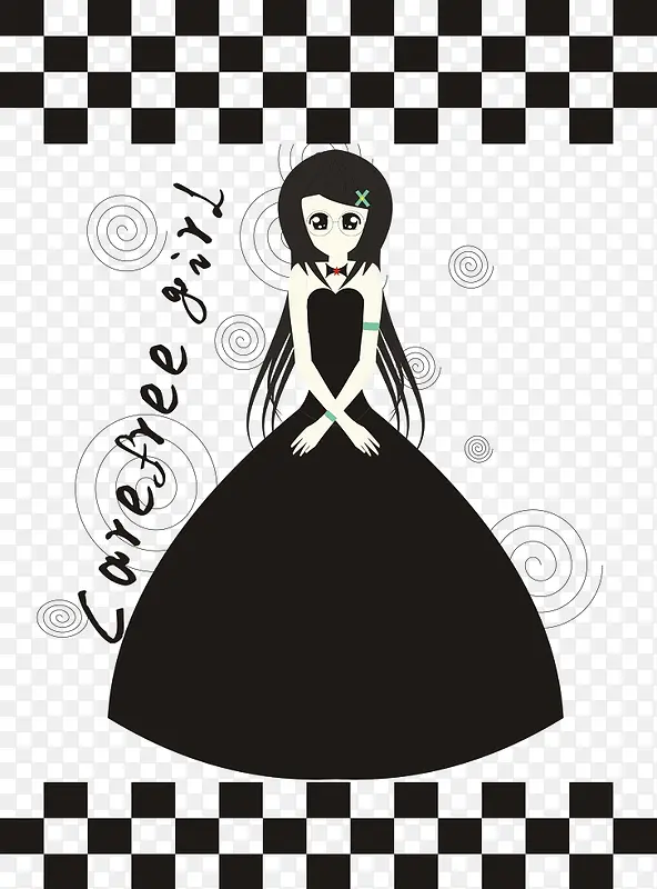 黑白漫画女孩