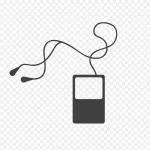 矢量黑色耳机手机黑色线条 透明背景PNG