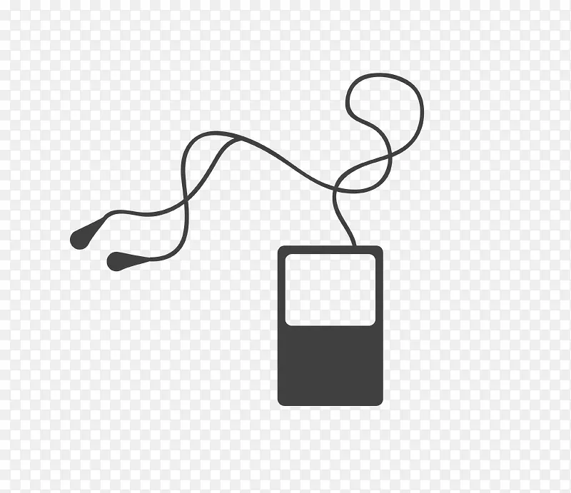 矢量黑色耳机手机黑色线条