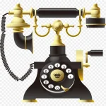 黑色复古电话机 免费PNG素材