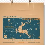 圣诞节黄色麋鹿手提袋 高清PNG