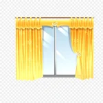 黄色的卡通窗帘 透明背景PNG