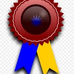 蓝色黄色的卡通勋章 免费PNG素材