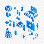 2.5D蓝色矢量卡通简约 PNG素材下载