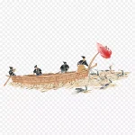 卡通龙船节日背景 PNG素材下载