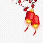 新年灯笼/梅花元素设计 免费PNG素材