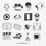 手绘电影设计元素 免费PNG素材