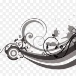 黑白曲线动感设计元素 PNG素材下载