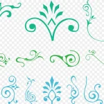 曲线植物创意图形矢量图 透明背景PNG