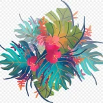 水彩热带植物 透明背景PNG