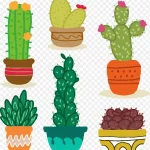 6款卡通植物盆栽矢量素材 透明背景PNG
