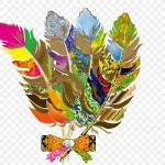 彩色羽毛扇 透明背景PNG