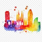 彩色城市 透明背景PNG