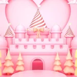 粉色立体背景 春节背景 透明背景PNG