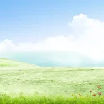 大气简约唯美湖畔海报背景 透明背景PNG