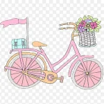 手绘粉色自行车 免费PNG素材