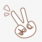 粉色耶手势卡通手绘 透明背景PNG